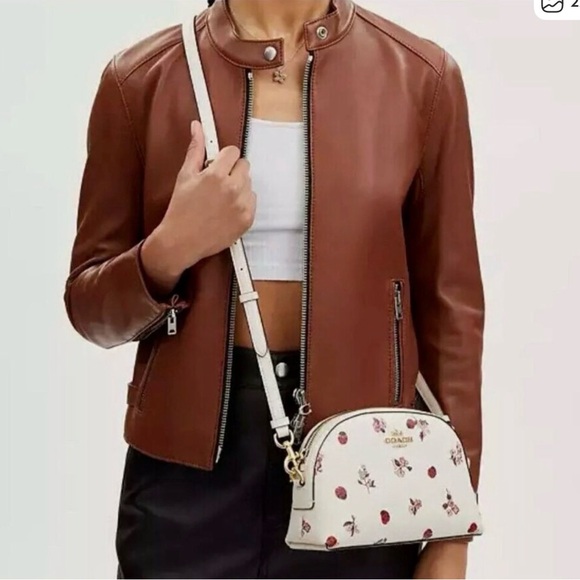 Coach White Floral Ladybug Print Crossbody Bag - Picture 4 of 6